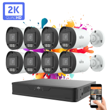 UNIVIEW 8 kamerás IP kamera rendszer 4MP színes éjszakai látással megfigyelő kamera