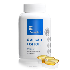 USA Medical Omega 3 halolaj kapszula OMEGA-3 FISH OIL 60 db vitamin és táplálékkiegészítő