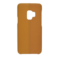 USAMS JOE műanyag telefonvédő (bőr hatású, varrás minta) VILÁGOSBARNA [Samsung Galaxy S9 (SM-G960)] tok és táska