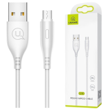  Usams Micro Usb Kábel 2A Gyors Töltés 1M Telefonok Töltéséhez, Fehér kábel és adapter