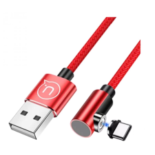 USAMS SJ445USB02 jobb oldalas mágneses USB-C - USB töltőkábel 1m piros (1337681) (SJ445USB02) kábel és adapter