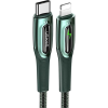 USAMS SJ518 adatkábel (Type-C - lightning, 20W, PD gyorstöltő, 120cm, cipőfűző, LED jelzés) SÖTÉTZÖLD (SJ518USB02) (Usa001059)