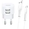 USAMS T20 2,1A Dual USB Charger + Micro USB Cable 1m White