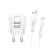 USAMS T20 hálózati töltő 2 USB aljzat (10W, gyorstöltő + microUSB kábel) FEHÉR (XTXLOGT18MC05)