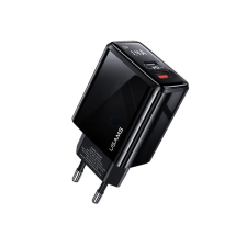 USAMS T40 Hálózati USB-A + USB-C töltő - Fekete (20W) (USA000902) mobiltelefon kellék