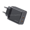 USAMS T54 hálózati töltő 2 Type-C aljzat (40W, GaN, PD gyorstöltő) FEKETE (CC172TC01)