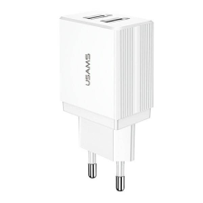 USAMS töltő 2xUSB T24 2,1A fehér (csak fej) CC90TC01 (US-CC090) mobiltelefon kellék