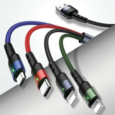 USAMS U26 4in1 fonott kábel 1.2m 2A gyors töltés (2x villám/microUSB/USB-C) SJ317USB01 (US-SJ317) kábel és adapter