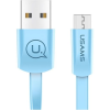 USAMS U2 adatkábel (USB - microUSB, 2A, gyorstöltő, 120cm, lapos kábel) VILÁGOSKÉK (SJ201MIC04) (SJ201MIC04)