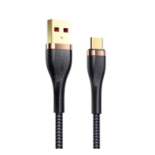 USAMS U64 adatátvitel adatkábel és töltő (USB - Type-C, 120cm, törésgátló, cipőfűző minta) FEKETE | SJ488_B mobiltelefon kellék