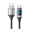 USAMS U78 adatkábel és töltő (USB - Type-C, 65W, PD gyorstöltés támogatás, 120cm, LED jelző) FEKETE / EZÜST (SJ544_F) (SJ544_F) - Adatkábel