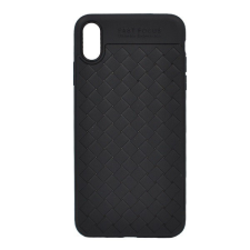 USAMS Woven szilikon telefonvédő (fonott minta) FEKETE [Apple iPhone XS Max 6.5] tok és táska