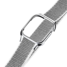 USAMS ZB74IW2 Apple Watch 44mm textile tépőzáras szíj és tok ezüst (1324428) (ZB74IW2) okosóra kellék