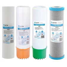 USTM 4 lépcsős szűrőkészlet vaseltávolításhoz / vízlágyításhoz 10&quot; USTM vasas/kemény vízhez vízszűrő