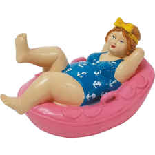 Úszó figura nő csónakban 15,5 cm x 9,4 cm rózsaszínű kerti dekoráció