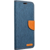 utángyártott Apple iPhone 15 Plus, Oldalra nyíló tok, stand, Canvas Book, sötétkék