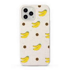 utángyártott Biológiailag lebomló telefontok (Iphone 12) - banánok, fehér tok és táska