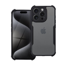 utángyártott iPhone 16 Pro ütésálló tok erősített peremmel, fekete tok és táska