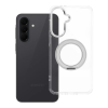 utángyártott Samsung Galaxy A37 tok, gyűrűs kitámasztóval, kameravédő peremmel, MagSafe, átlátszó-fehér