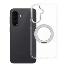 utángyártott Samsung Galaxy A37 tok, gyűrűs kitámasztóval, kameravédő peremmel, MagSafe, átlátszó-fehér tok és táska