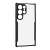 utángyártott Samsung Galaxy S24 Ultra SM-S928, Szilikon tok, közepesen ütésálló, légpárnás sarok, akril hátlap, Anti-Drop Case, átlátszó/fekete