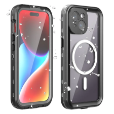 utángyártott Shellbox Apple iPhone 15 Pro MagSafe vízálló tok, fekete tok és táska