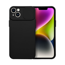 utángyártott Slide Apple iPhone 14 Plus, kameravédős szilikon tok, fekete tok és táska