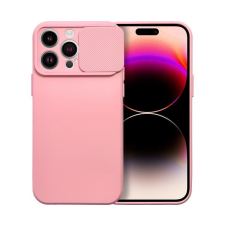 utángyártott Slide Apple iPhone 14 Pro Max, kameravédős szilikon tok, rózsaszín tok és táska