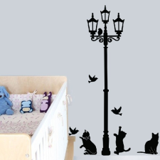  Utcai lámpa macskákkal falmatrica tapéta, díszléc és más dekoráció