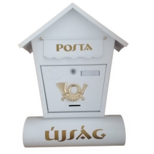 Utcai postaláda újságtartóval - fehér postaláda