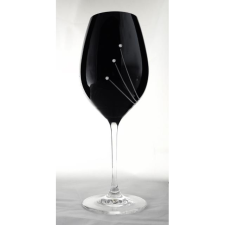  Üveg pohár swarovski dísszel bor 470ml fekete S/2 dekoráció