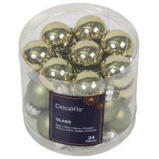  Üveggömb akasztós rozmaring zöld 2,5cm 24db-os karácsonyfadísz
