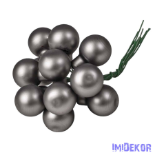  Üveggömb pick 2cm 12db/köteg - Matt Szürke dekorációs kellék