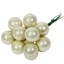 Üveggömb pick fehér menta fényes 2cm 12db-os dekorációs kellék