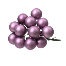  Üveggömb pick kristály lila matt 2,5cm 12db-os dekorációs kellék