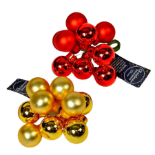  Üveggömb pick piros-arany mix 2cm 10db-os dekorációs kellék