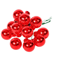  Üveggömb pick piros fényes 2cm 12db-os dekorációs kellék