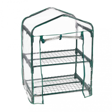 Üvegház PVC fóliasátor erkélyre zöld 2 polcos 95x69x49 cm kerti tárolás