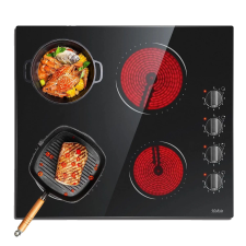  Üvegkerámia főzőlap, 4 zóna, 9 teljesítményszint, fekete főzőlap