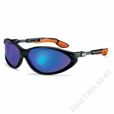 Uvex CYBRIC szemüveg, fekete/narancs keret, kék tükrös lencse védőszemüveg