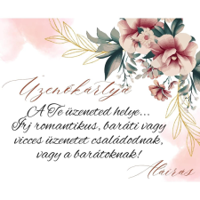  Üzenőkártya a Te feliratoddal, több méretben, pink virágos party kellék