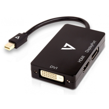 V7 Mini DisplayPort VGA/D-Sub + HDMI + DisplayPort Átalakító Fekete 10cm V7MDP-DPDVIHDMI-1E kábel és adapter