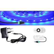 V-tac 10m hosszú 14Wattos, RF 4 zónás távirányítós, 2.4G vezérlős, adapteres kék LED szalag (600db 2835 SMD LED) világítás
