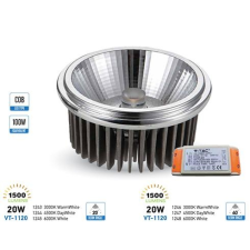 V-tac LED lámpa AR111 COB 20W 20° 12V (Reflektor) hideg fehér világítás