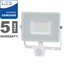 V-tac Mozgásérzékelős PRO-W LED reflektor (30W/100°) hideg fehér világítás