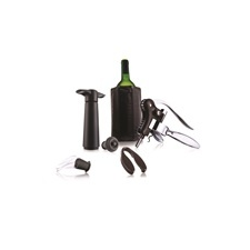 Vacu Vin boros szett Pro (fóliavágó, dugóhúzó Lever Elegant, borkiöntő cr., borhűtő mandzsetta, váku konyhai eszköz