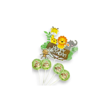  Vadállatos Happy Birthday beszúró tortadísz szülinapi tortára, 5 részes sütés és főzés