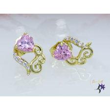  Valcsi rózsaszin köves virág fülbevaló-14K fülbevaló