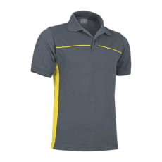 Valento THUNDER, kétszínű unisex galléros piké póló, Cement Grey-Lemon Yellow-S