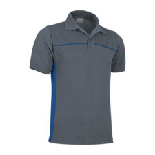 Valento THUNDER, kétszínű unisex galléros piké póló, Cement Grey-Royal Blue-XL férfi póló